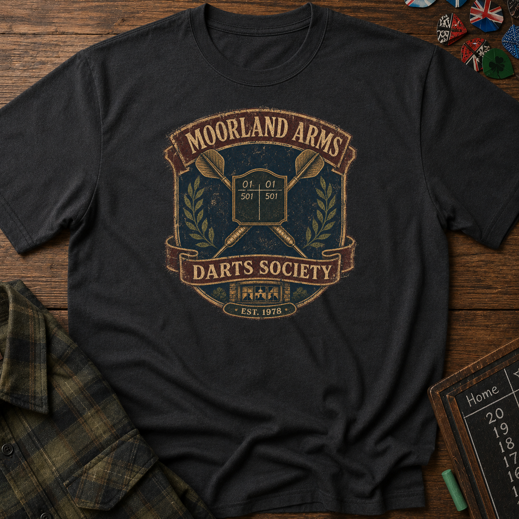 Moorland Arms Darts Society Vintage Pub Darts Tee