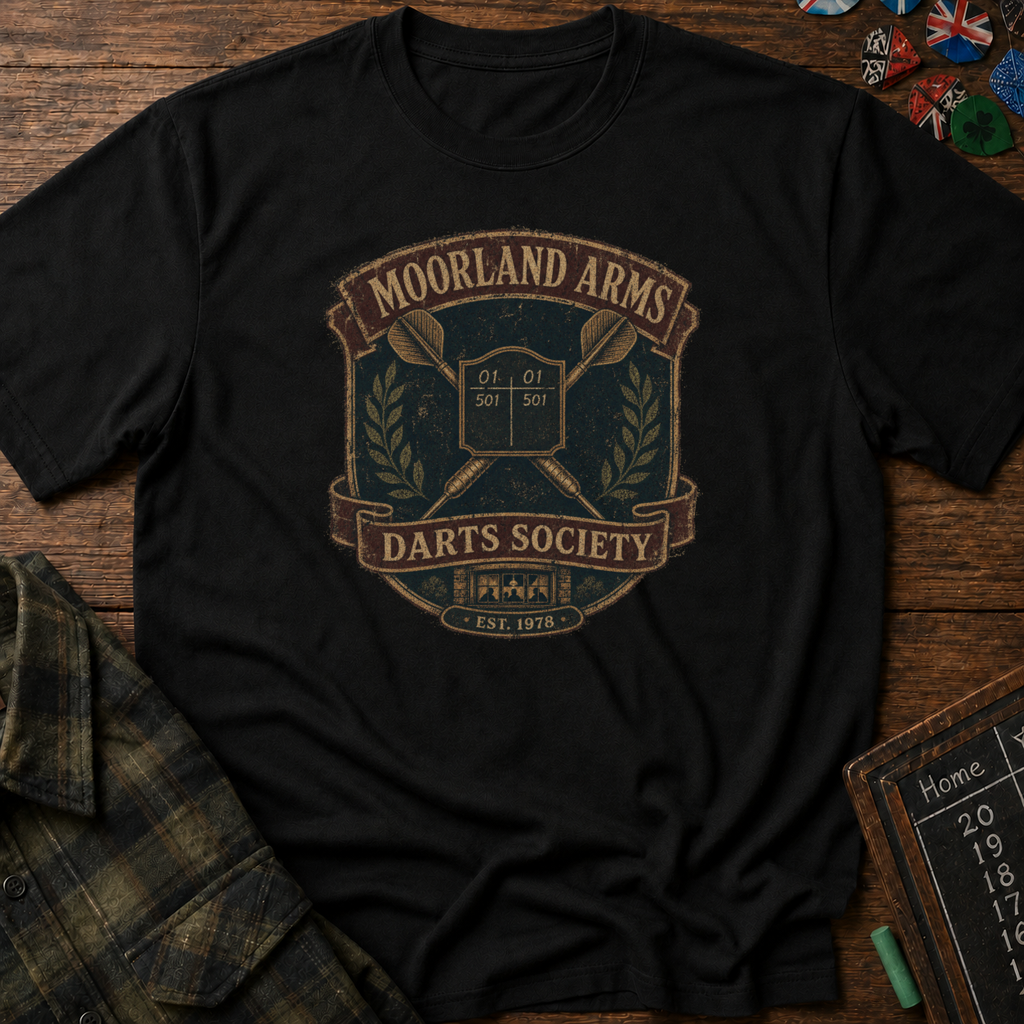 Moorland Arms Darts Society Vintage Pub Darts Tee