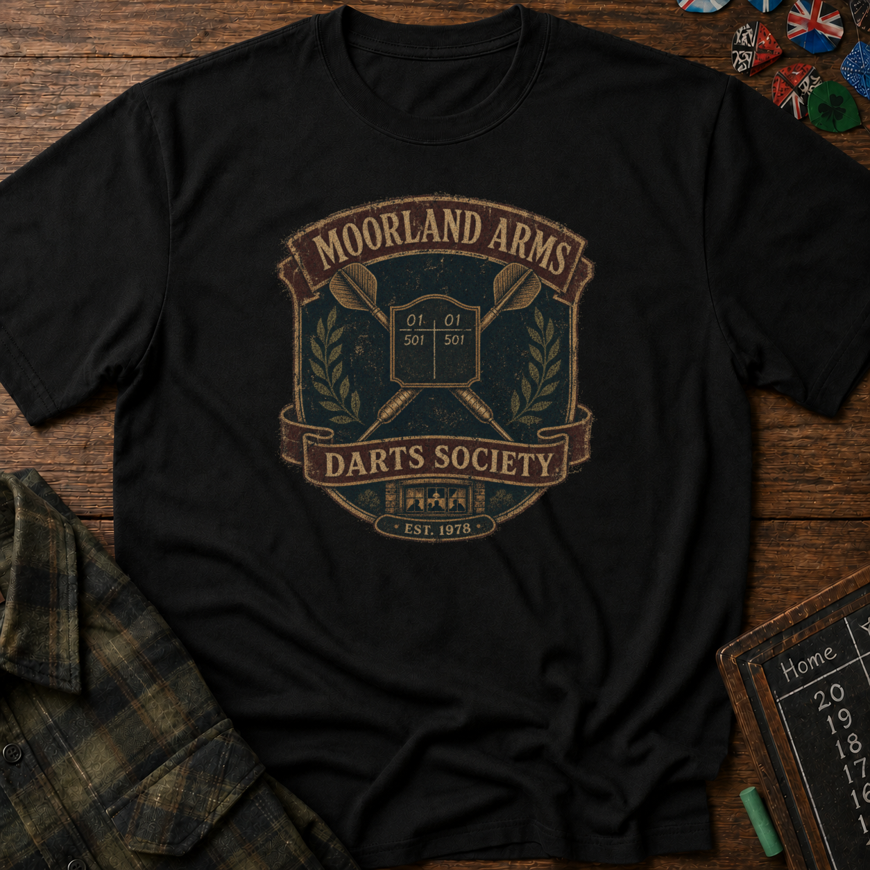 Moorland Arms Darts Society Vintage Pub Darts Tee