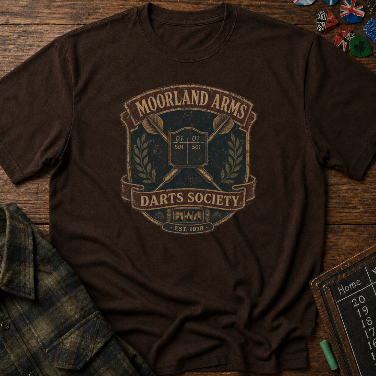 Moorland Arms Darts Society Vintage Pub Darts Tee