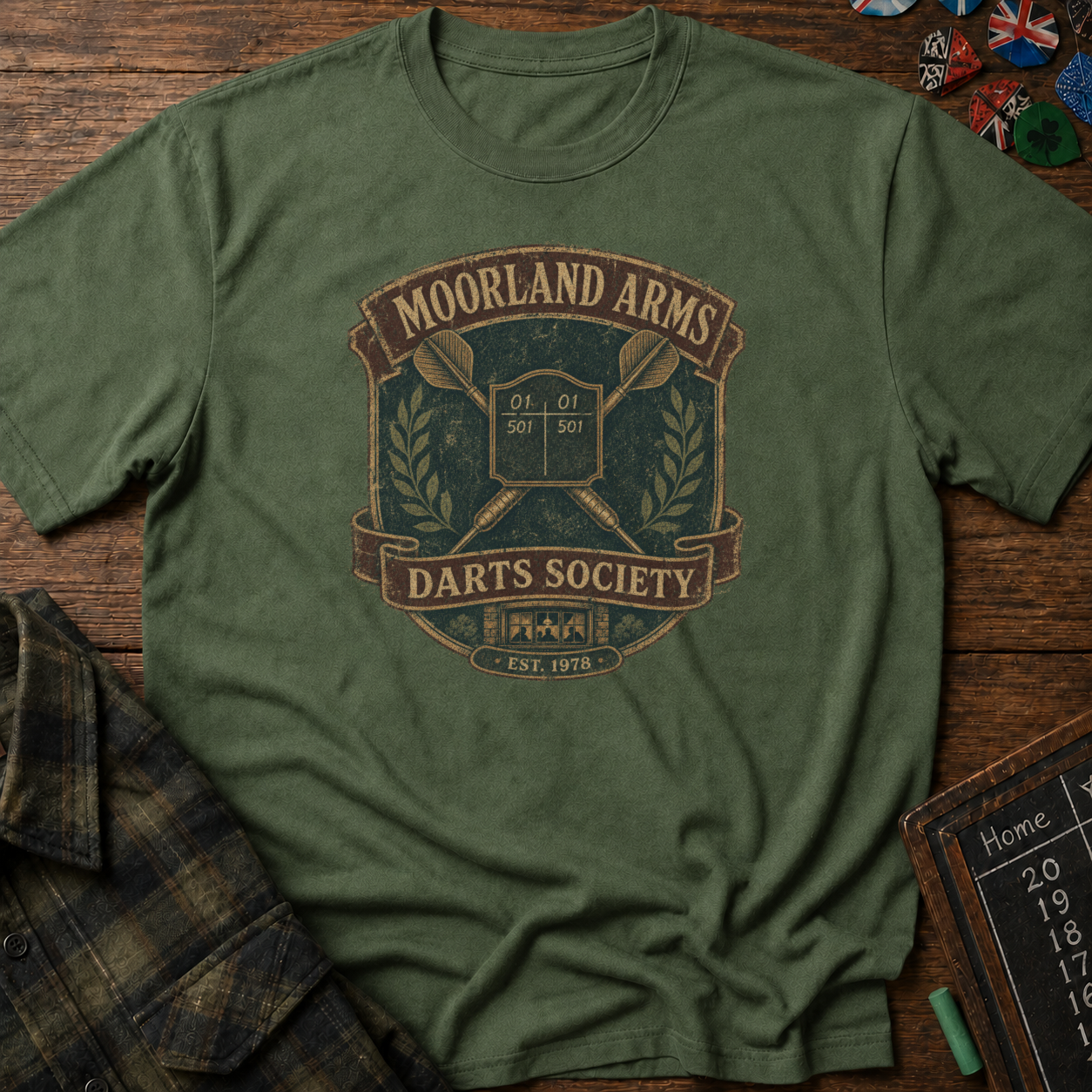 Moorland Arms Darts Society Vintage Pub Darts Tee