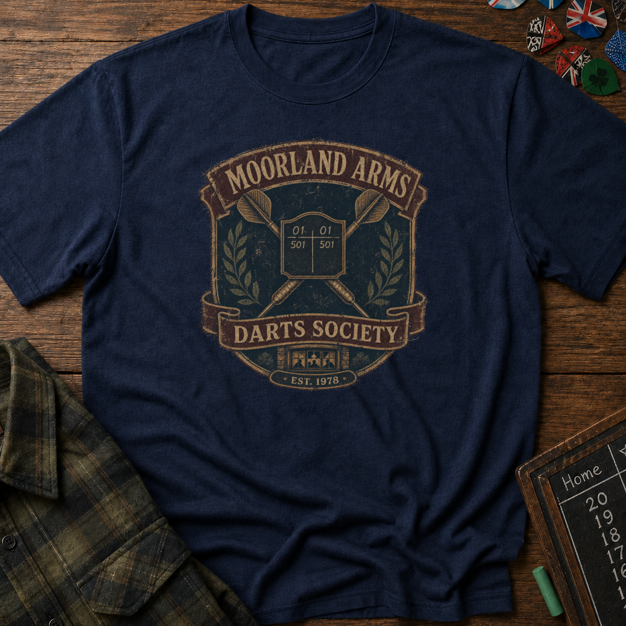 Moorland Arms Darts Society Vintage Pub Darts Tee
