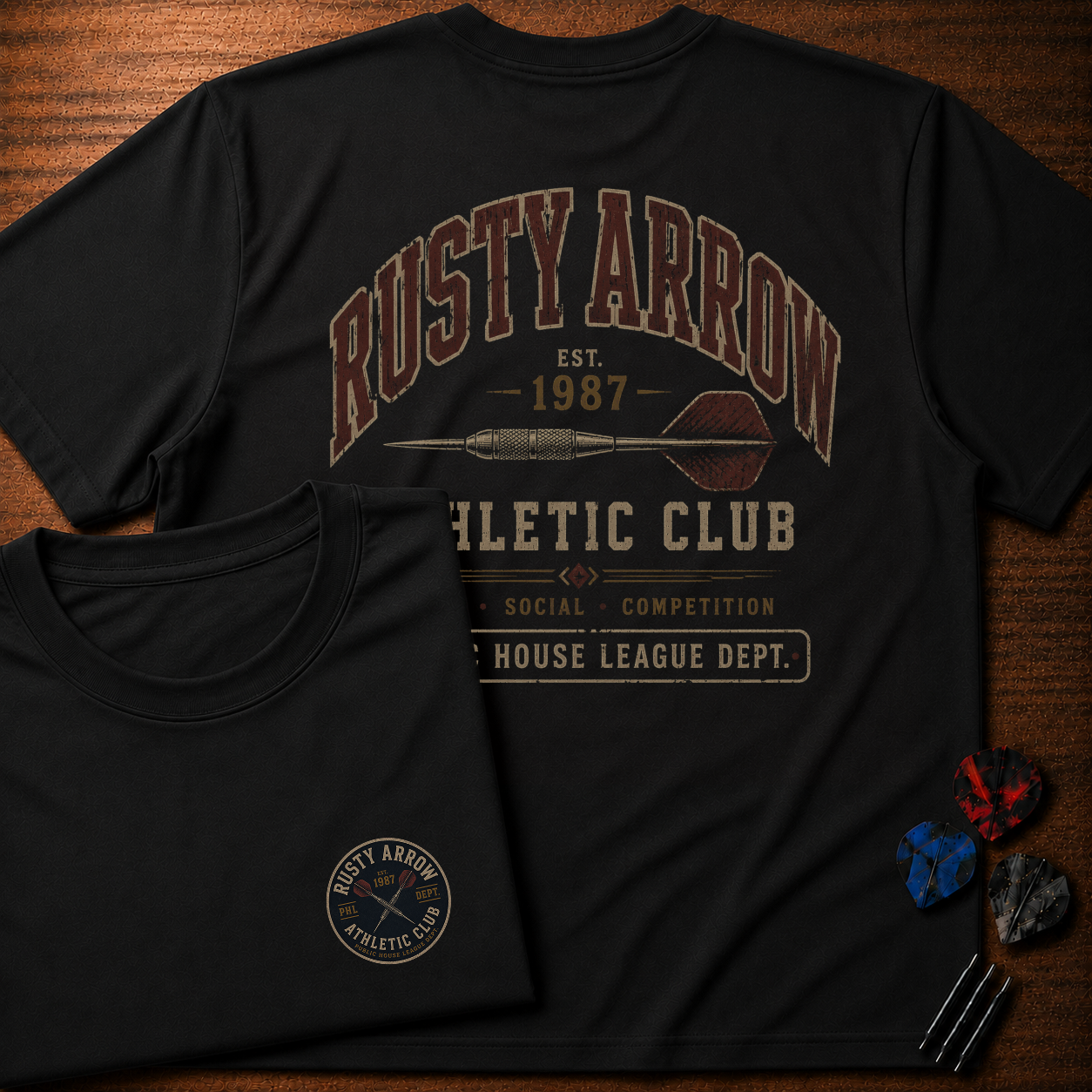 Rusty Arrow Athletic Club T-Shirt (Two-sided)