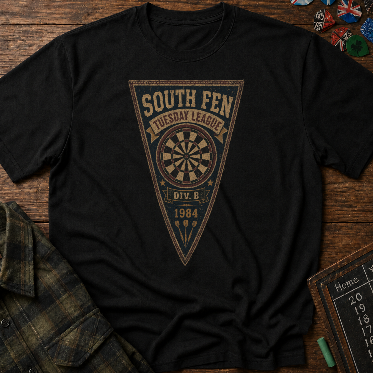 South Fen Tuesday League Vintage Darts Pennant Tee