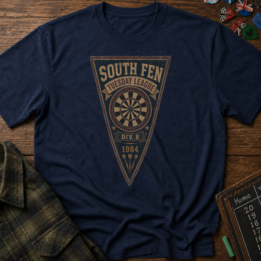 South Fen Tuesday League Vintage Darts Pennant Tee