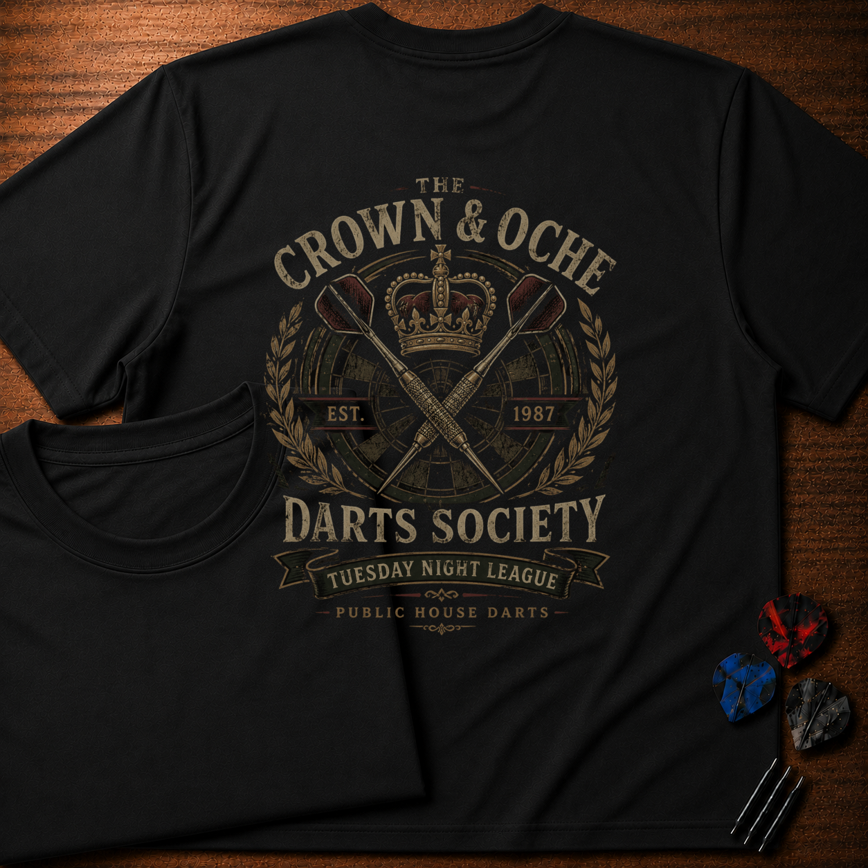 The Crown & Oche Darts Society T-Shirt (Two-sided)