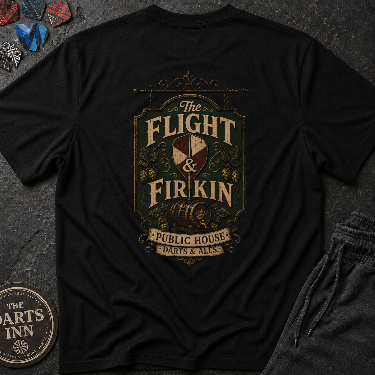 The Flight & Firkin Pub Darts T-Shirt