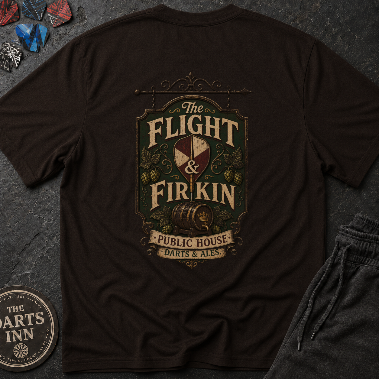 The Flight & Firkin Pub Darts T-Shirt