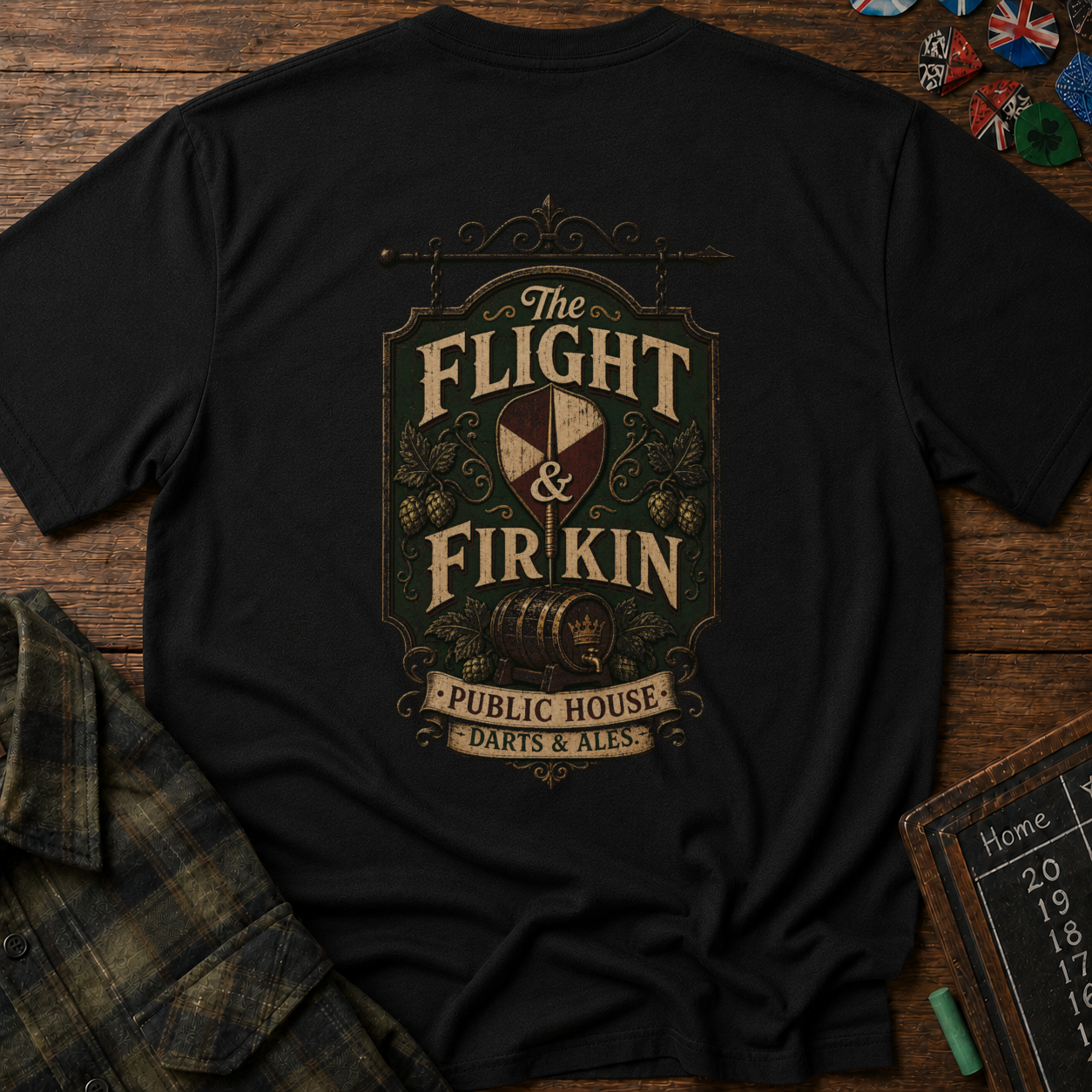 The Flight & Firkin Pub Darts T-Shirt