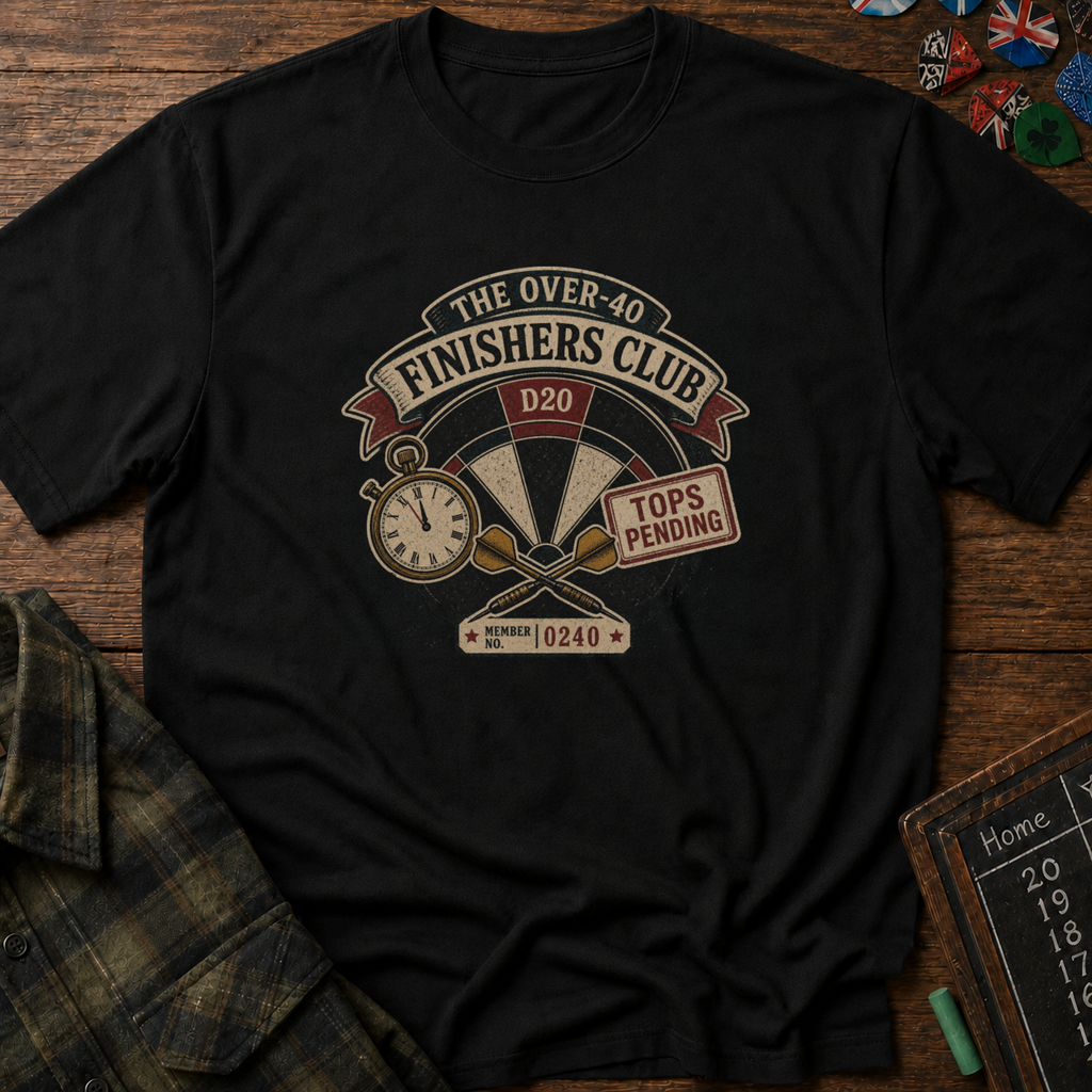The Over-40 Finishers Club D20 Darts T-Shirt