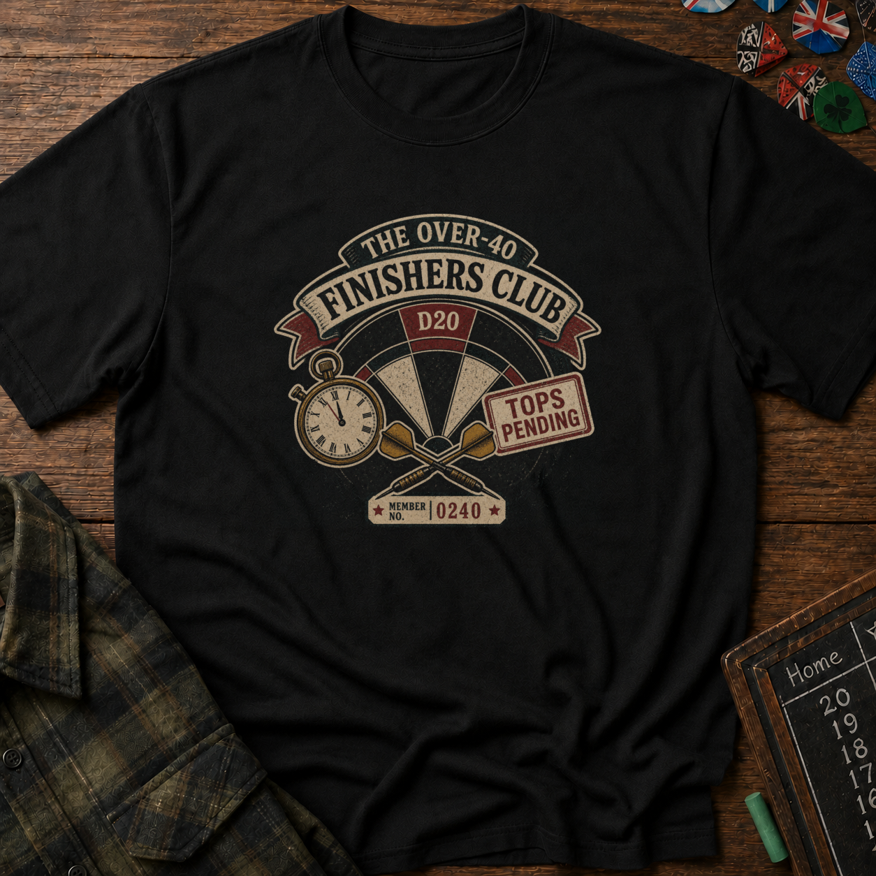 The Over-40 Finishers Club D20 Darts T-Shirt
