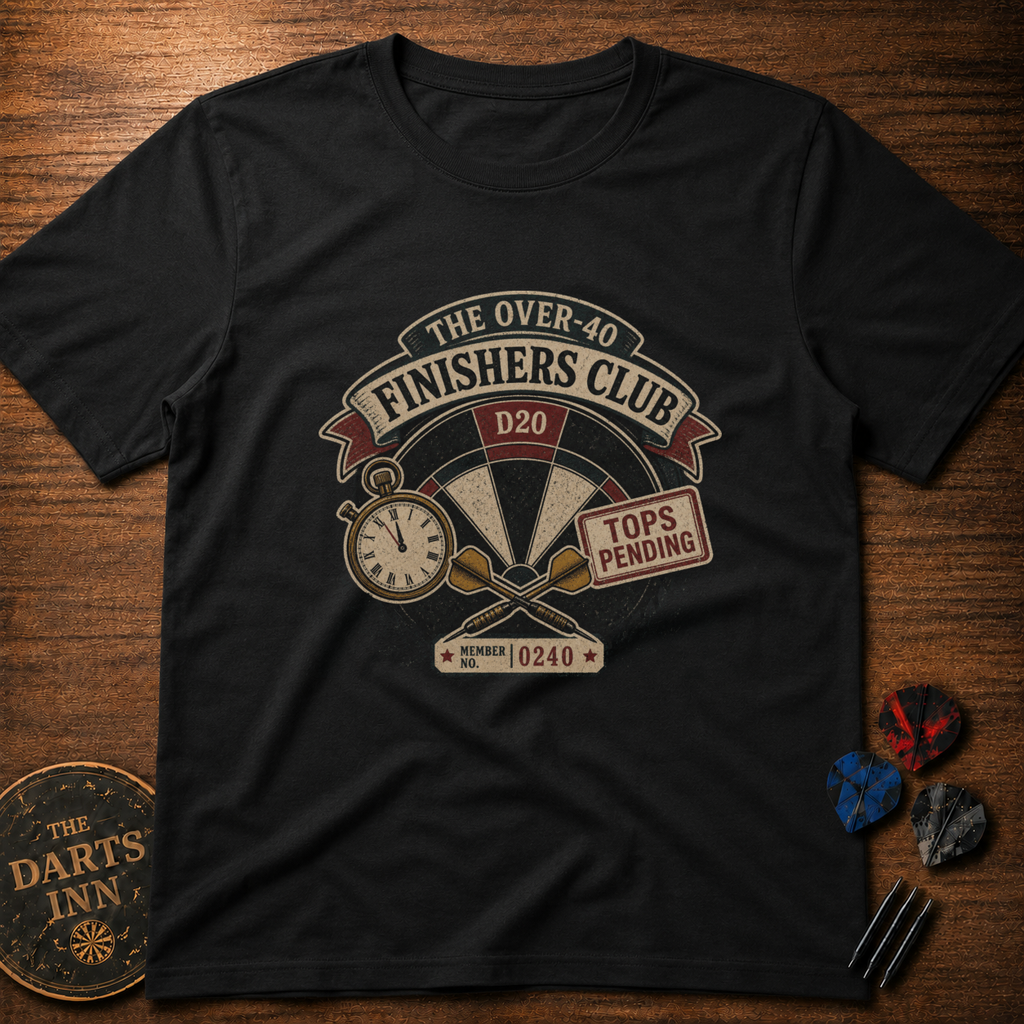 The Over-40 Finishers Club D20 Darts T-Shirt
